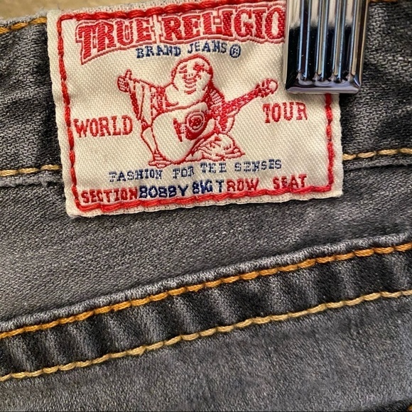 Vintage TRUE RELIGION Women Gray Cut Off Jean Shorts Size 27 - Picture 9 of 9